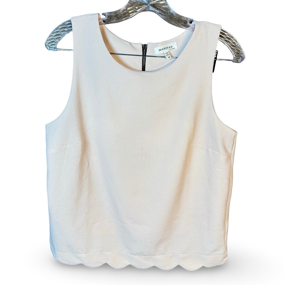 Monteau Los Angeles Size Medium M Blouse Womens Light Pink Sleeveless Top Dressy